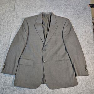 Oscar De La Renta Mens Light Gray 100% Wool Houndstooth Blazer Work Wedding 44R